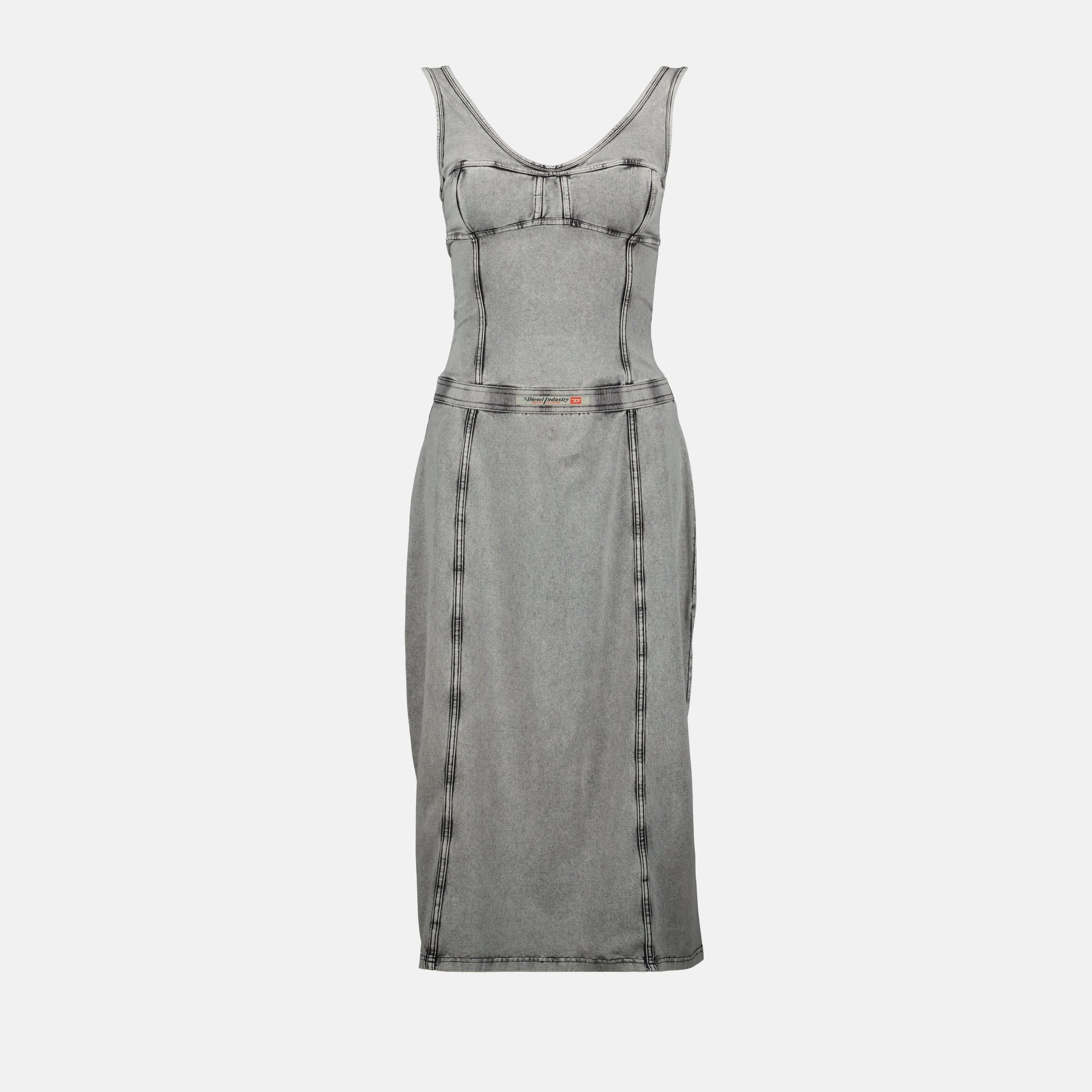 denim effect dress, Diesel dress, midi dress, Spring-Summer 2025, casual dress