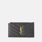 Cassandre wallet, Yves Saint Laurent, black textured leather, luxury accessories, fashion wallet