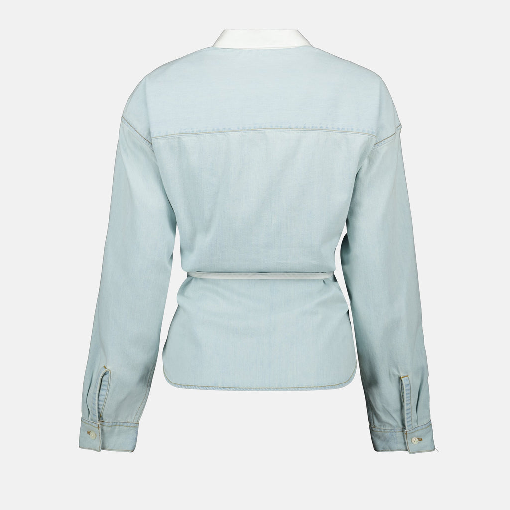 여성을 위한 디젤의 화이트 C-델파이 덴 셔츠 이미지 - 시즌 봄-여름 2025 - 세부사항 보기 2