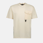 beige t-shirt, Moncler Grenoble, summer apparel, cotton jersey shirt, casual wear