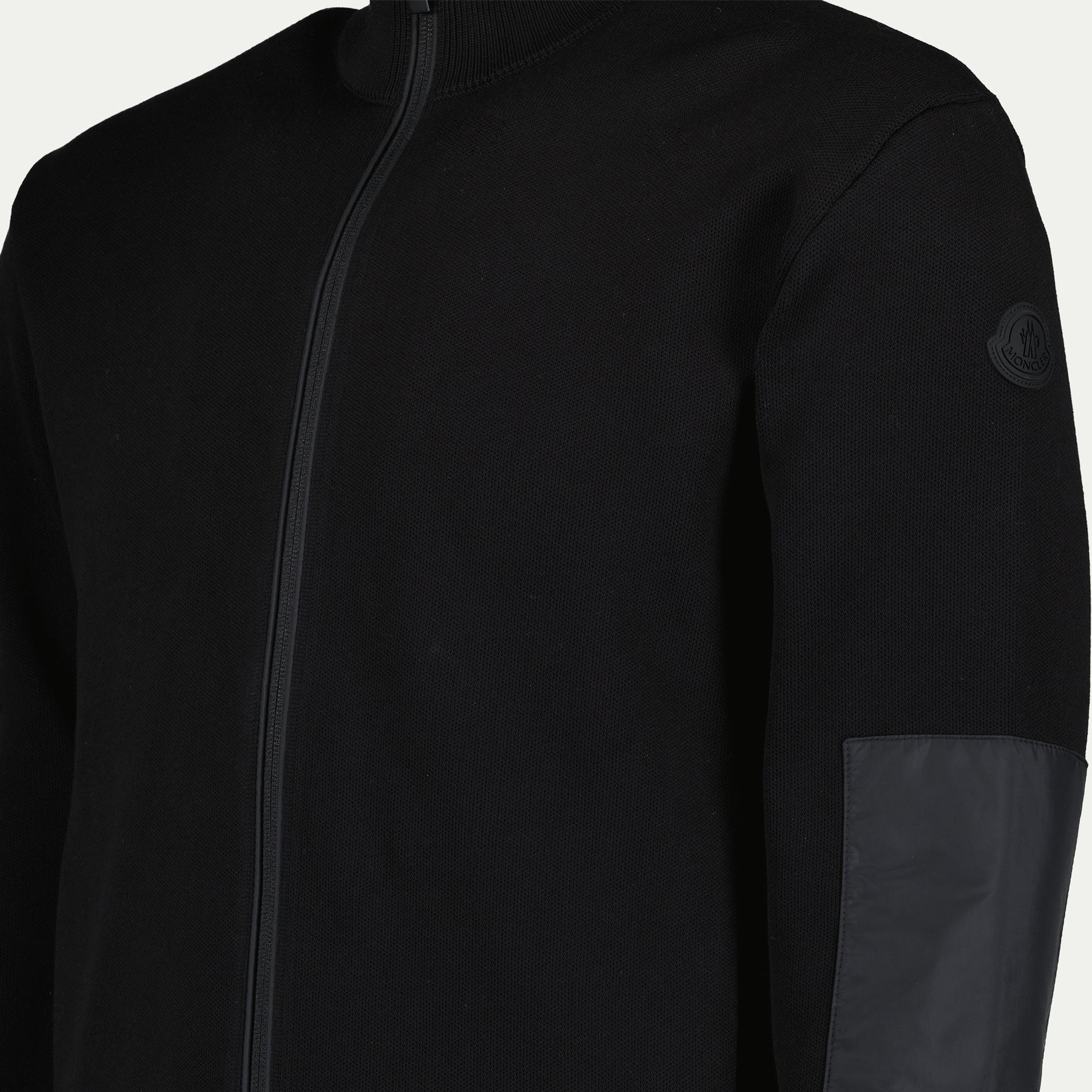 Black cotton jacket, Zip jacket, Nylon accents, Autumn-Winter 2024, Modern fit