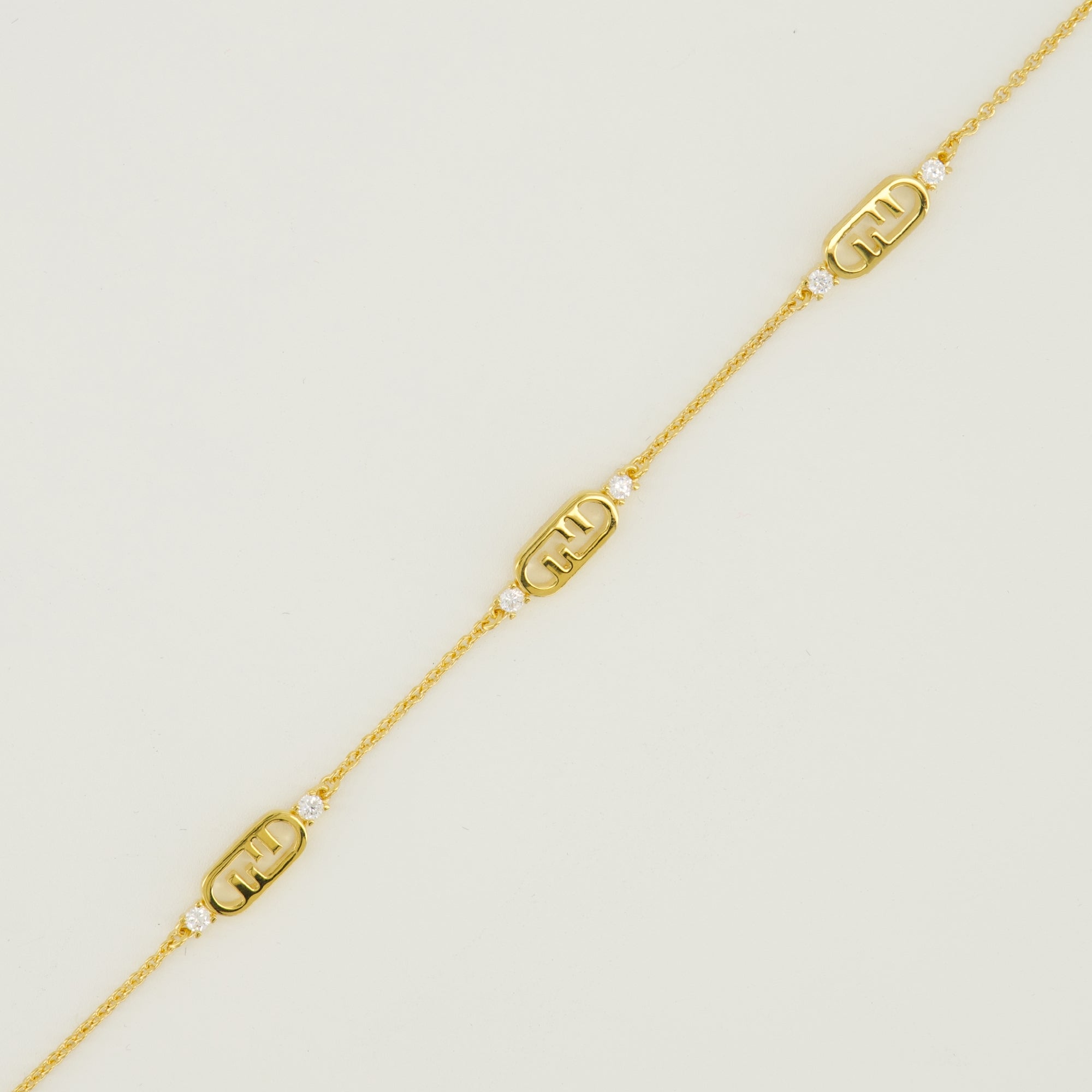 Fendi necklace, O'lock jewelry, golden necklace, brass accessories, crystal necklace