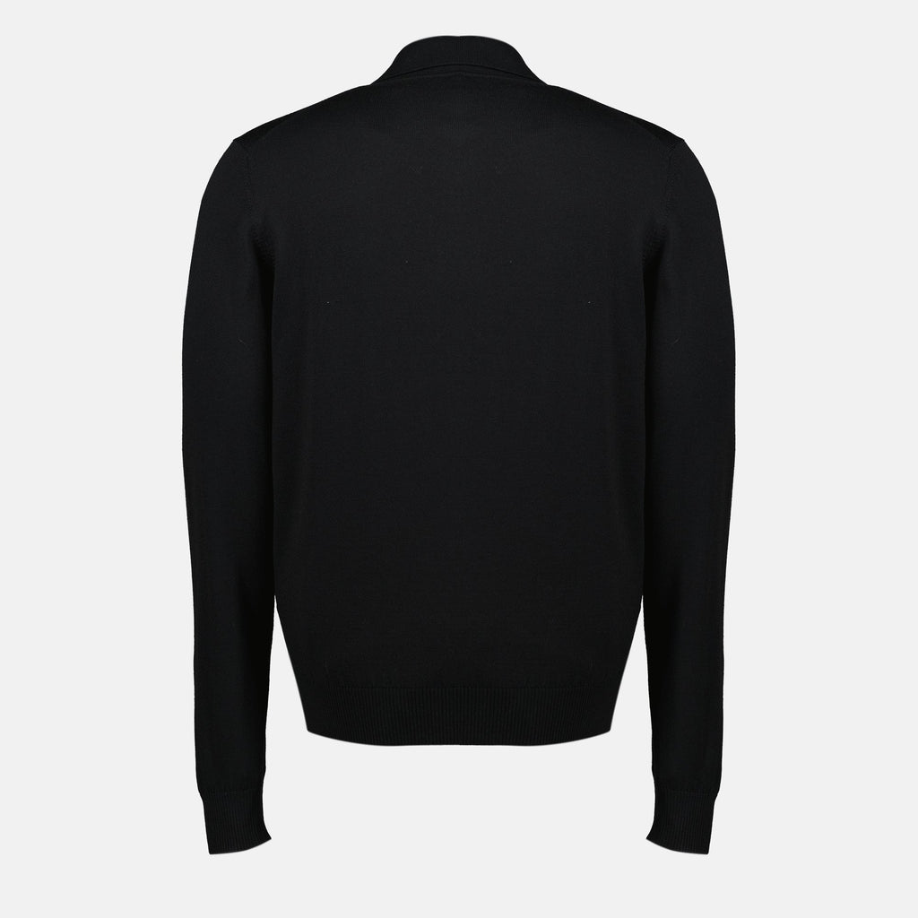 Fendi polo, black wool polo, classic polo shirt, men's fashionable clothing, Autumn Winter collection