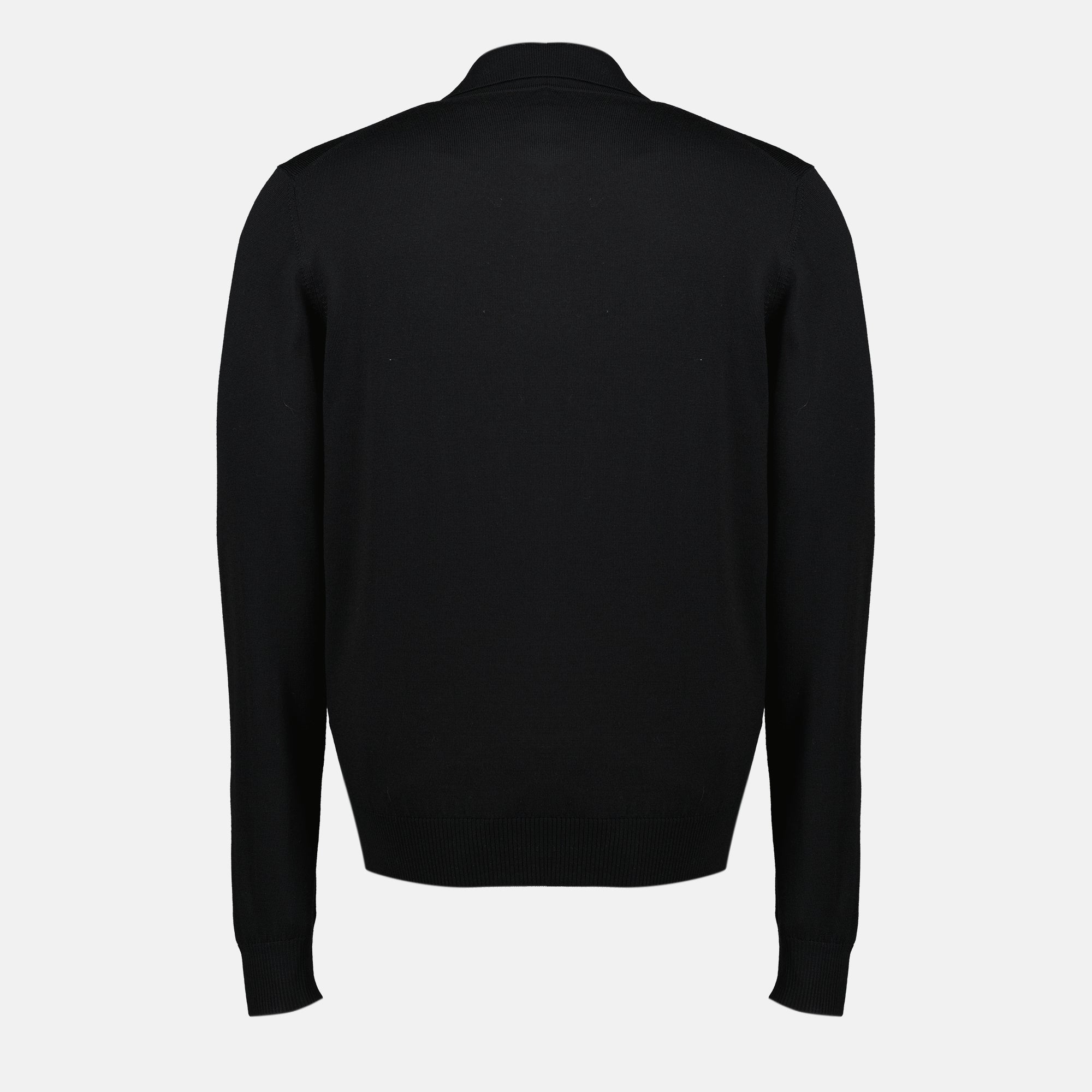 Fendi polo, black wool polo, classic polo shirt, men's fashionable clothing, Autumn Winter collection