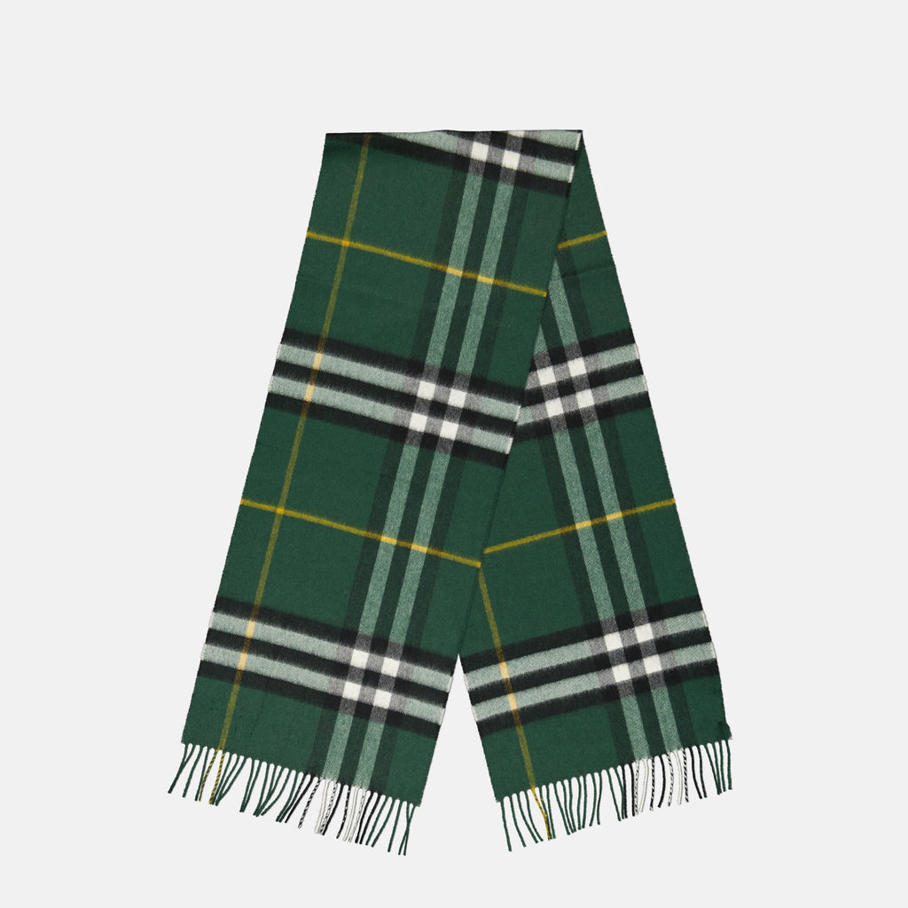 Burberry scarf, cashmere scarf, green check scarf, fringed edges scarf, autumn winter collection