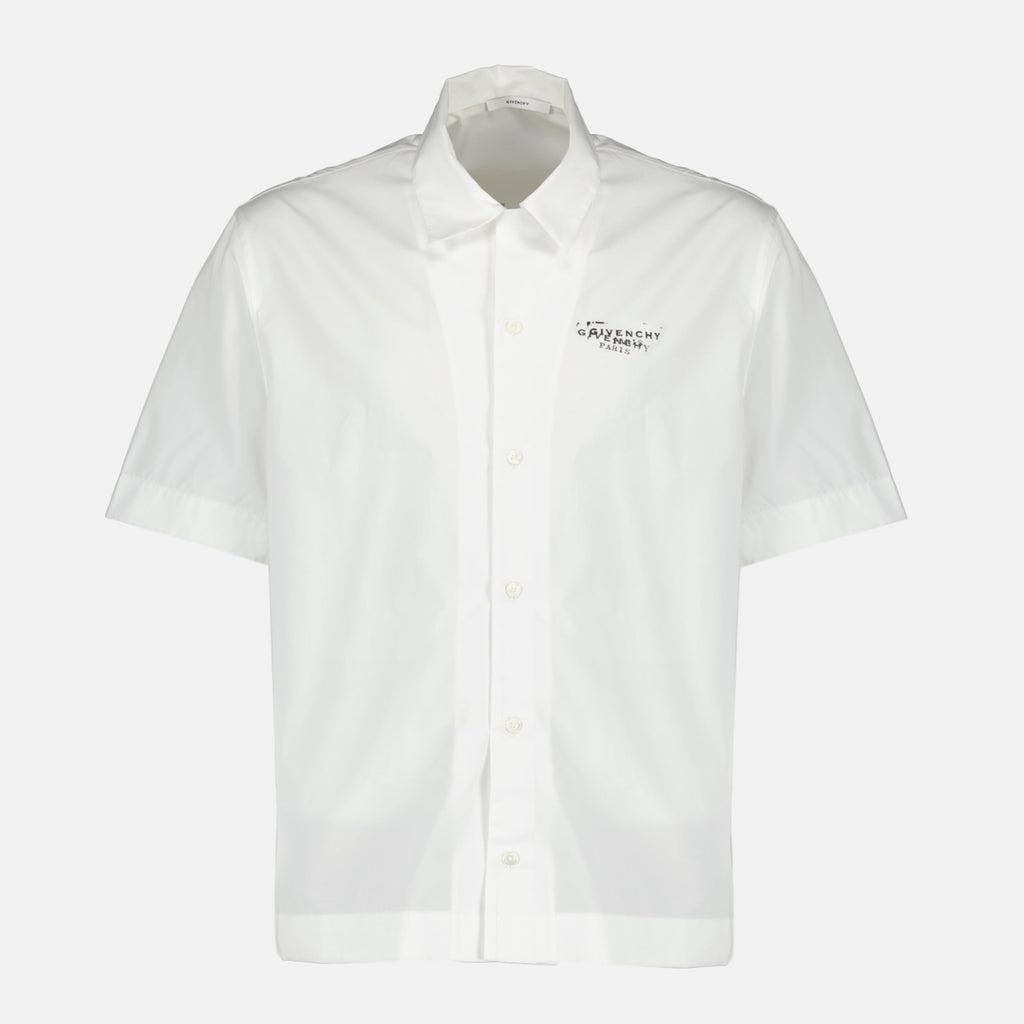 Givenchy shirt, cotton poplin shirt, white short sleeve shirt, designer menswear, casual chic shirt