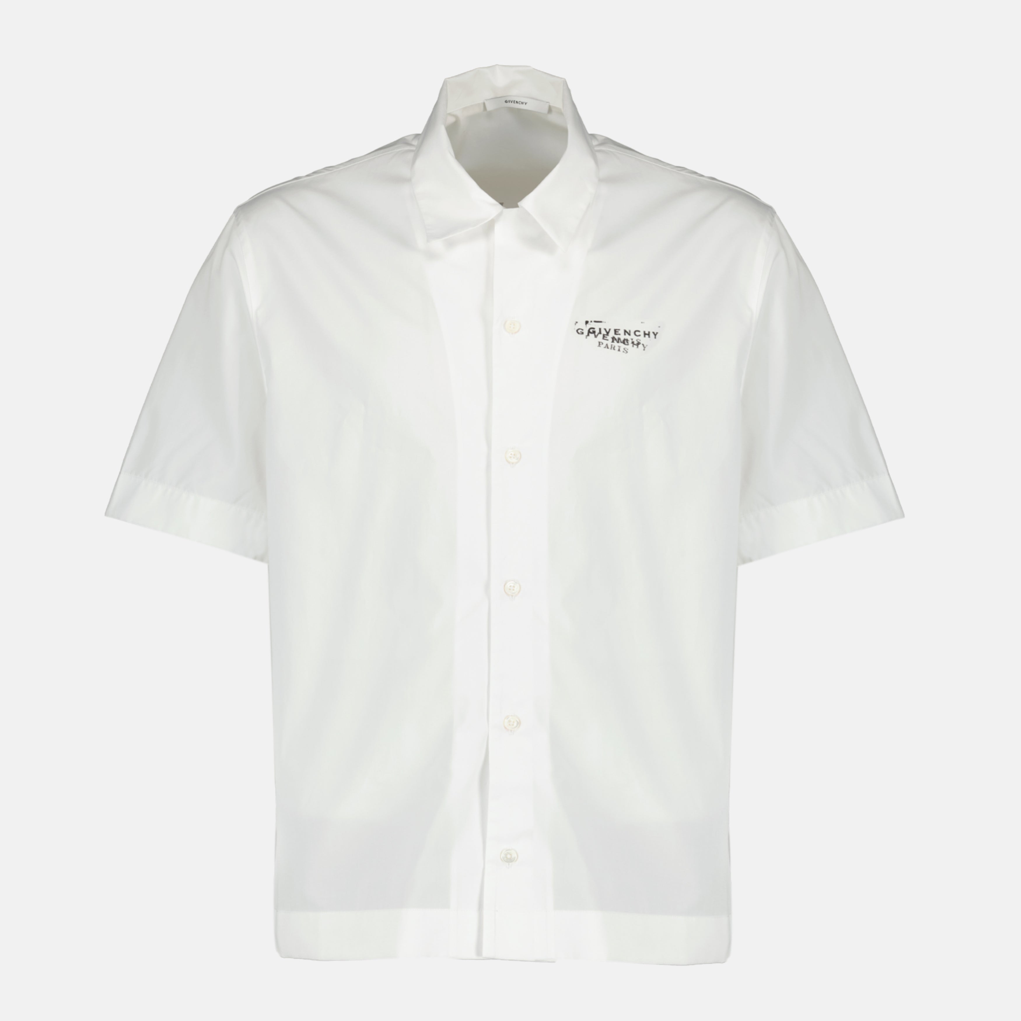 Givenchy shirt, cotton poplin shirt, white short sleeve shirt, designer menswear, casual chic shirt