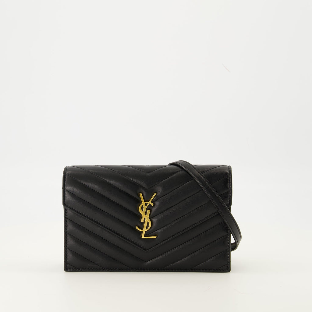 Envelope Chain Wallet, Saint Laurent wallet, luxury accessories, smooth lamb leather, designer wallets