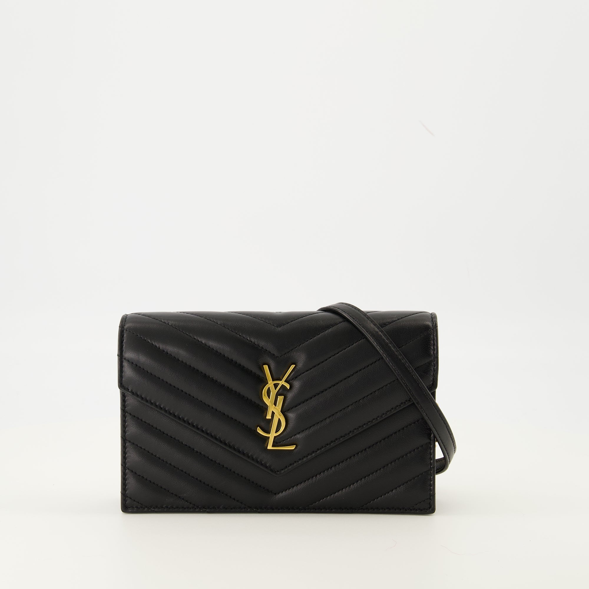 Envelope Chain Wallet, Saint Laurent wallet, luxury accessories, smooth lamb leather, designer wallets