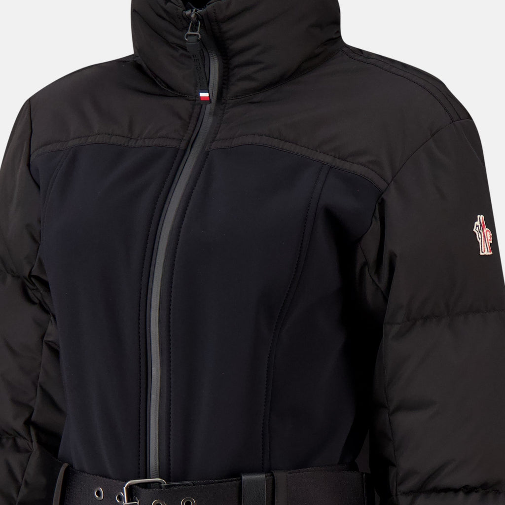 Moncler Grenoble ski suit, black ski suit, waterproof ski wear, women's ski outfit, luxury winter apparel