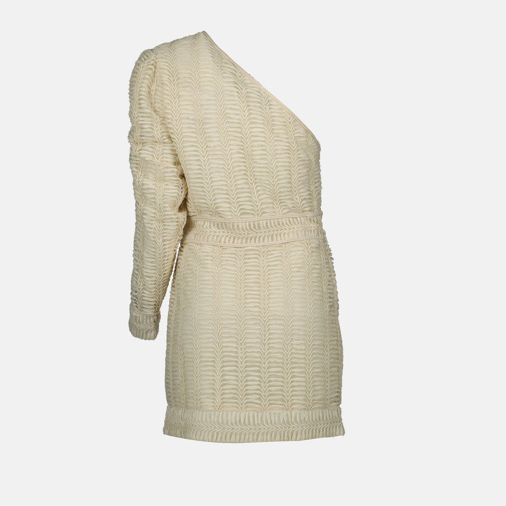 beige embroidered dress, asymmetrical dress, Dannie dress, elegant summer dress, Spring-Summer collection