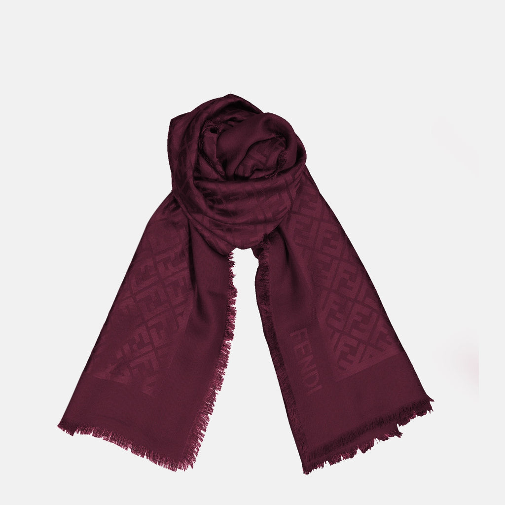 Imagem do Châle FF Bordeaux da Fendi para Mulheres - Temporada Primavera-Verão 2026 - Vista Traseira