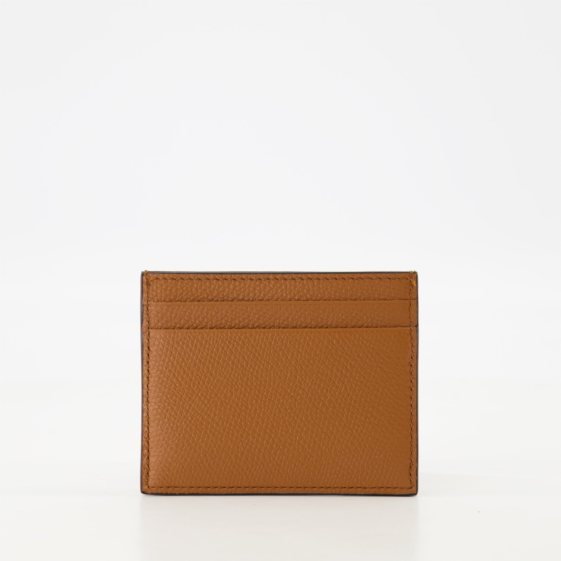 VLogo Signature, Valentino Garavani, Brown leather cardholder, Palladium detail, Men's accessories