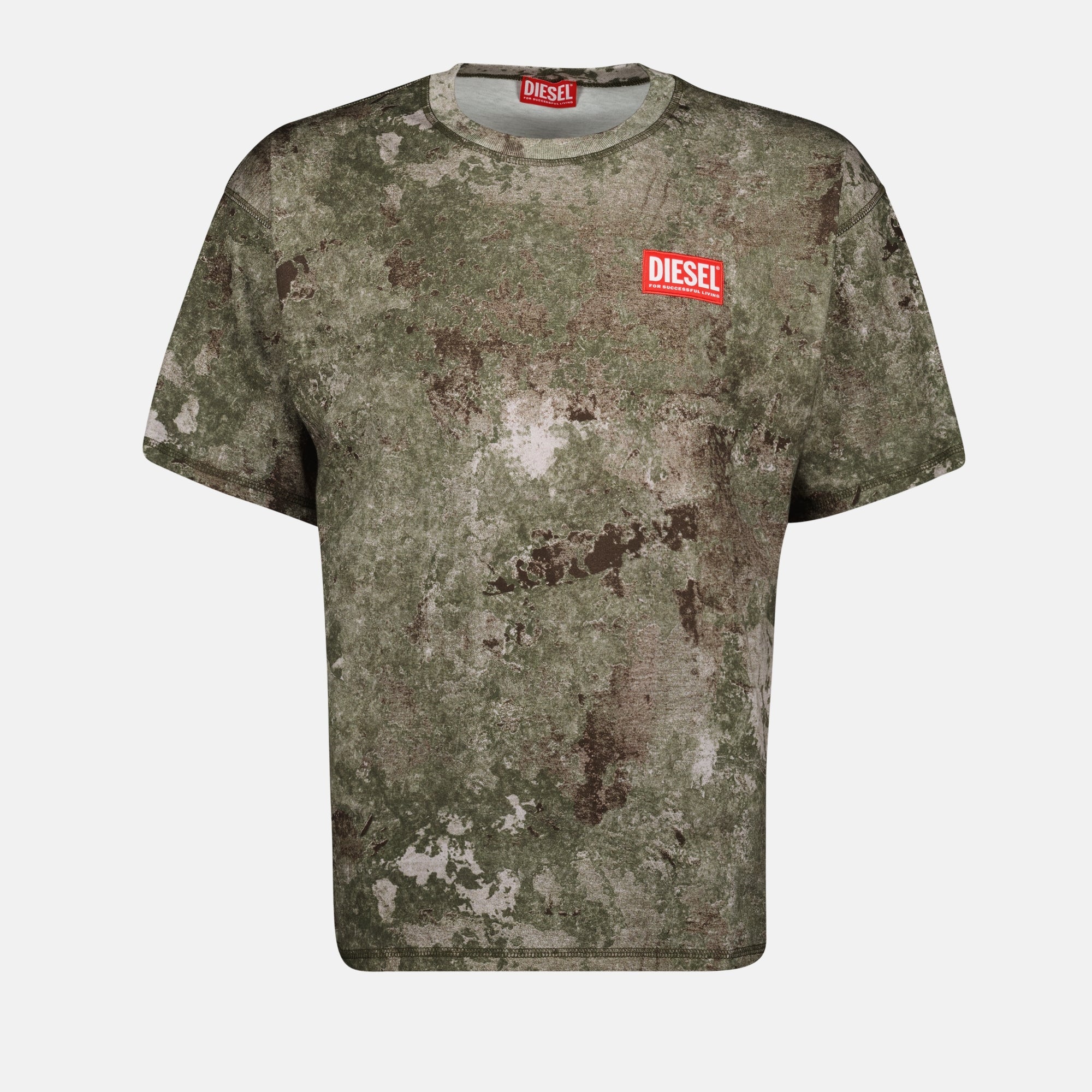 Image of Green Marbled T-Shirt T-Boxt-R12 by Diesel for Men - Season Spring-Summer 2025 - Front View