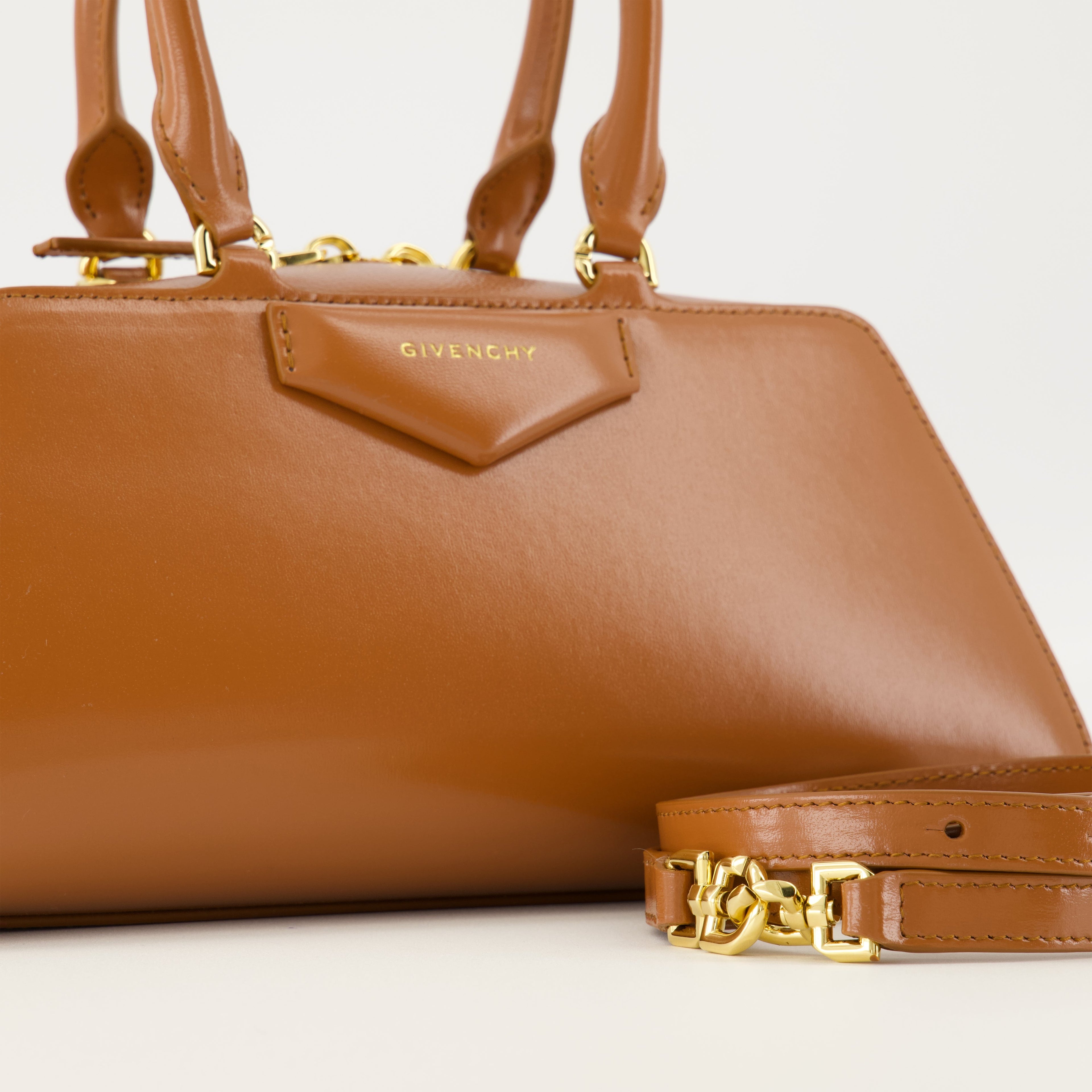 Givenchy Antigona Bag, East-West Handbag, Brown Leather Bag, Designer Handbag, Luxury Accessories