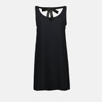 Image d'une robe midi noire de soirée par Prada pour femmes - Saison Automne-Hiver 2024 - Vue de Face