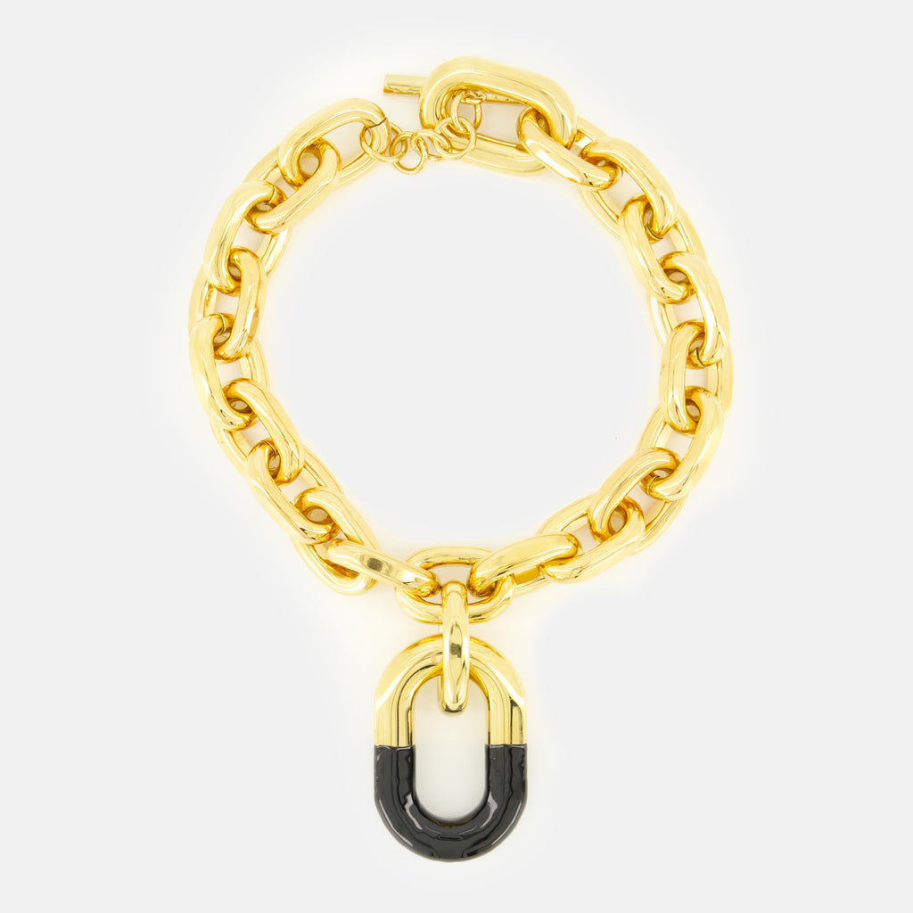 Colar XL Link Preto e Dourado