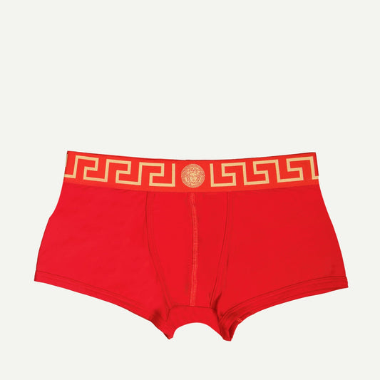 Medusa Boxer Briefs, Greca Pattern, Red Boxer, Autumn-Winter Collection, Cotton Elastane