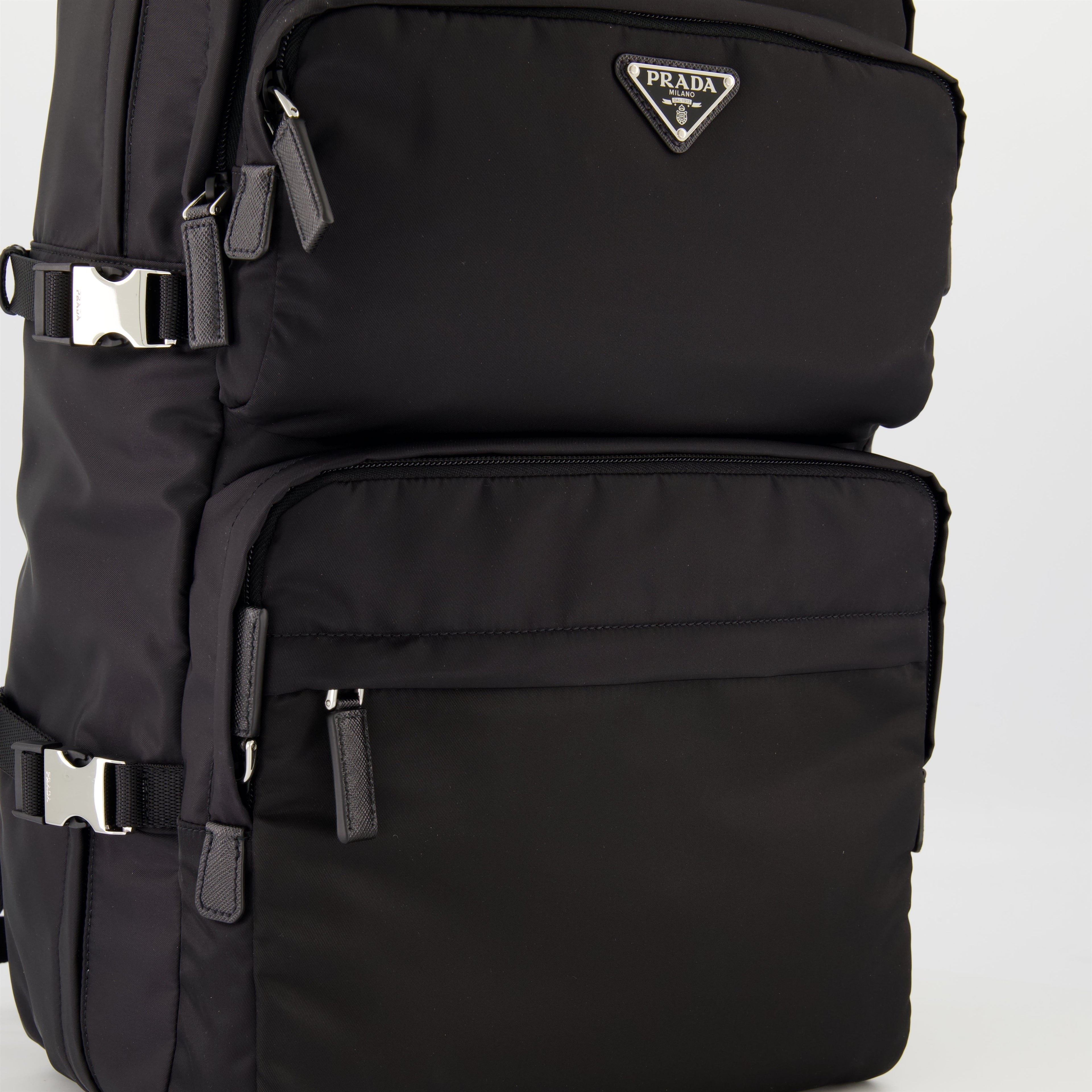 Prada backpack, Re-Nylon backpack, Saffiano leather accessories, stylish backpacks, eco-friendly bags