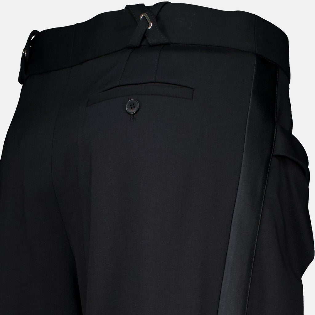 Black Wide-Leg Wool Pants