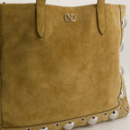 Nellcôte bag, beige suede bag, VLogo Signature, removable zipped pouch, premium accessories