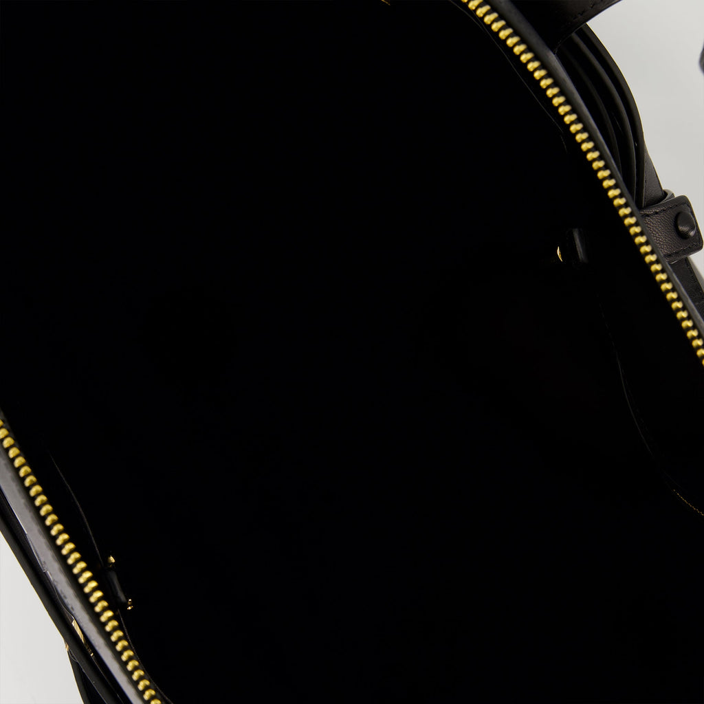 Moschino shopper bag, black leather handbag, luxury accessories, glossy leather bag, designer tote bag