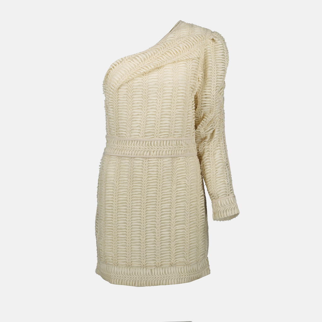 beige embroidered dress, asymmetrical dress, Dannie dress, elegant summer dress, Spring-Summer collection