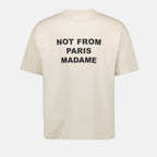 Bild eines beigen Baumwoll-Slogan-T-Shirts von Drole De Monsieur für Herren - Saison Frühling-Sommer 2025 - Detailansicht 2