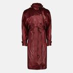 Image du trench en nylon bordeaux de Saint Laurent pour femmes - Saison Printemps-Été 2026 - Vue de face