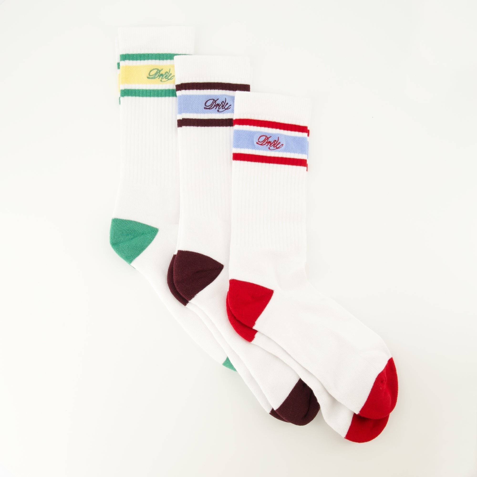 striped socks, Drôle De Monsieur, cotton socks, embroidered logo, men's accessories