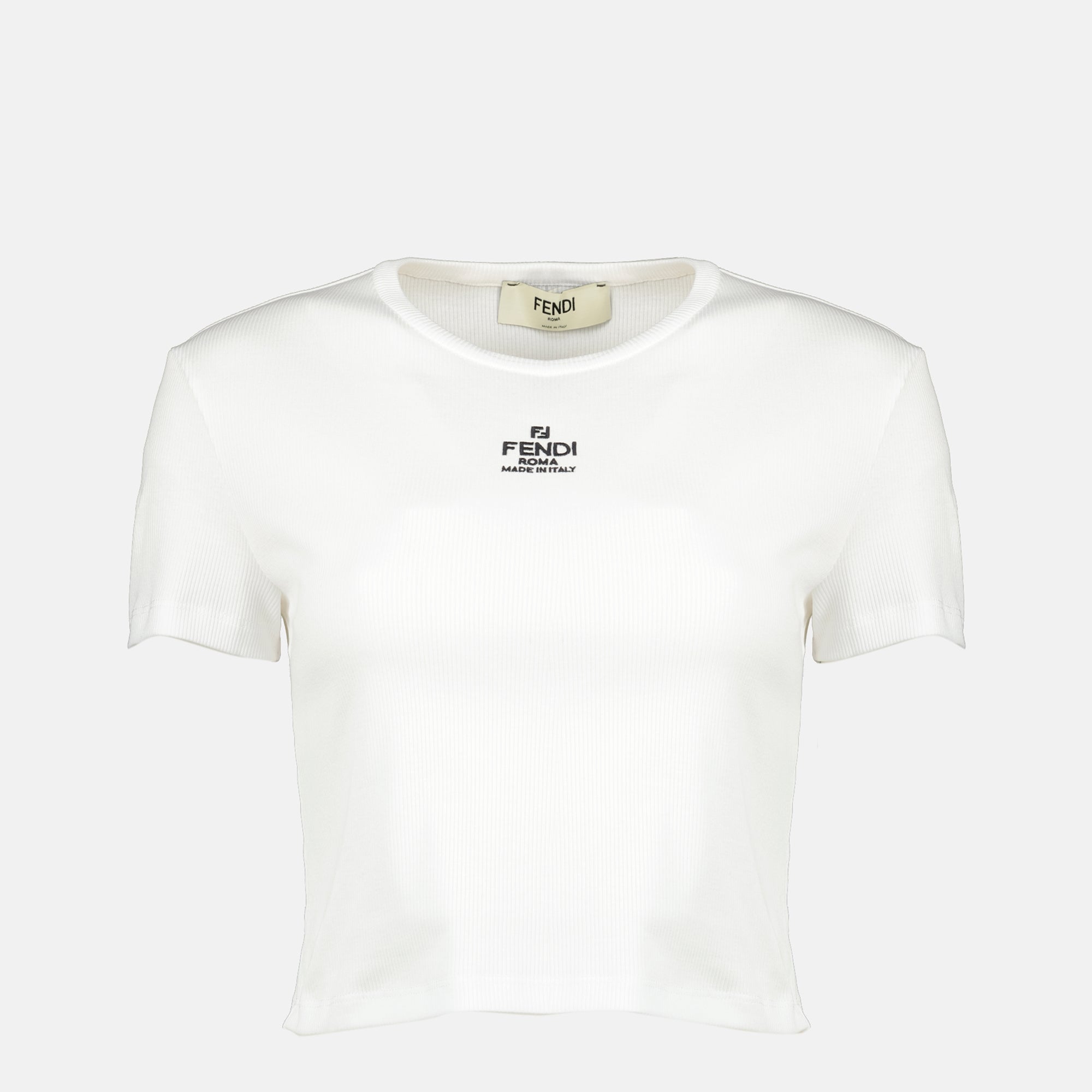 Image of Fendi Roma White Crop Top by Fendi for Women - Season Spring-Summer 2026 - Front View