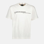 Moncler Grenoble T-shirt, White Printed T-shirt, Autumn-Winter 2024, Luxury Cotton T-shirt, High-end Fashion T-shirt