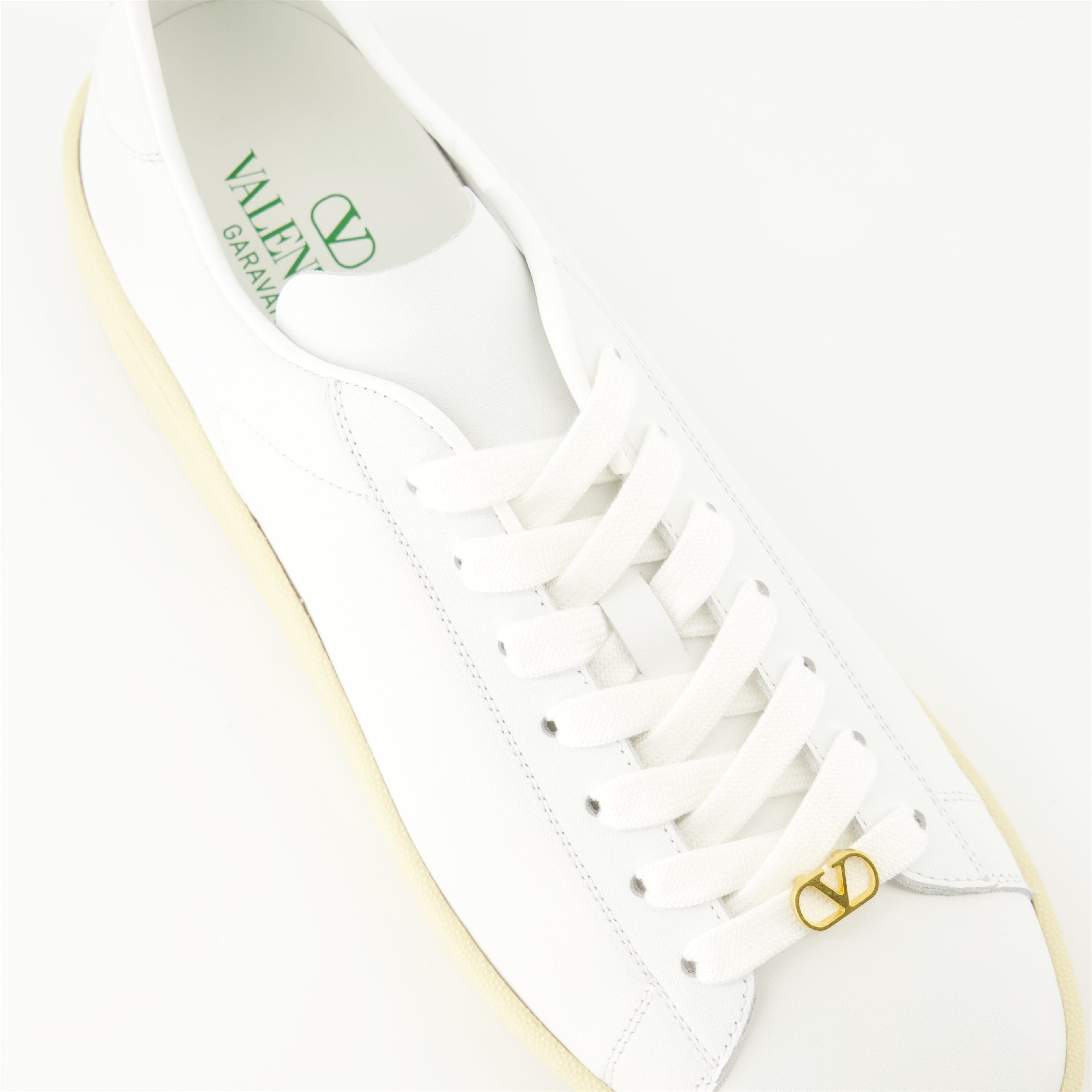 white nappa leather sneakers, Royco sneakers, Valentino shoes, luxury footwear, designer sneakers