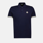 Image of Moncler Navy Logo Polo by Moncler for Men - Season Spring-Summer 2025 - Front View