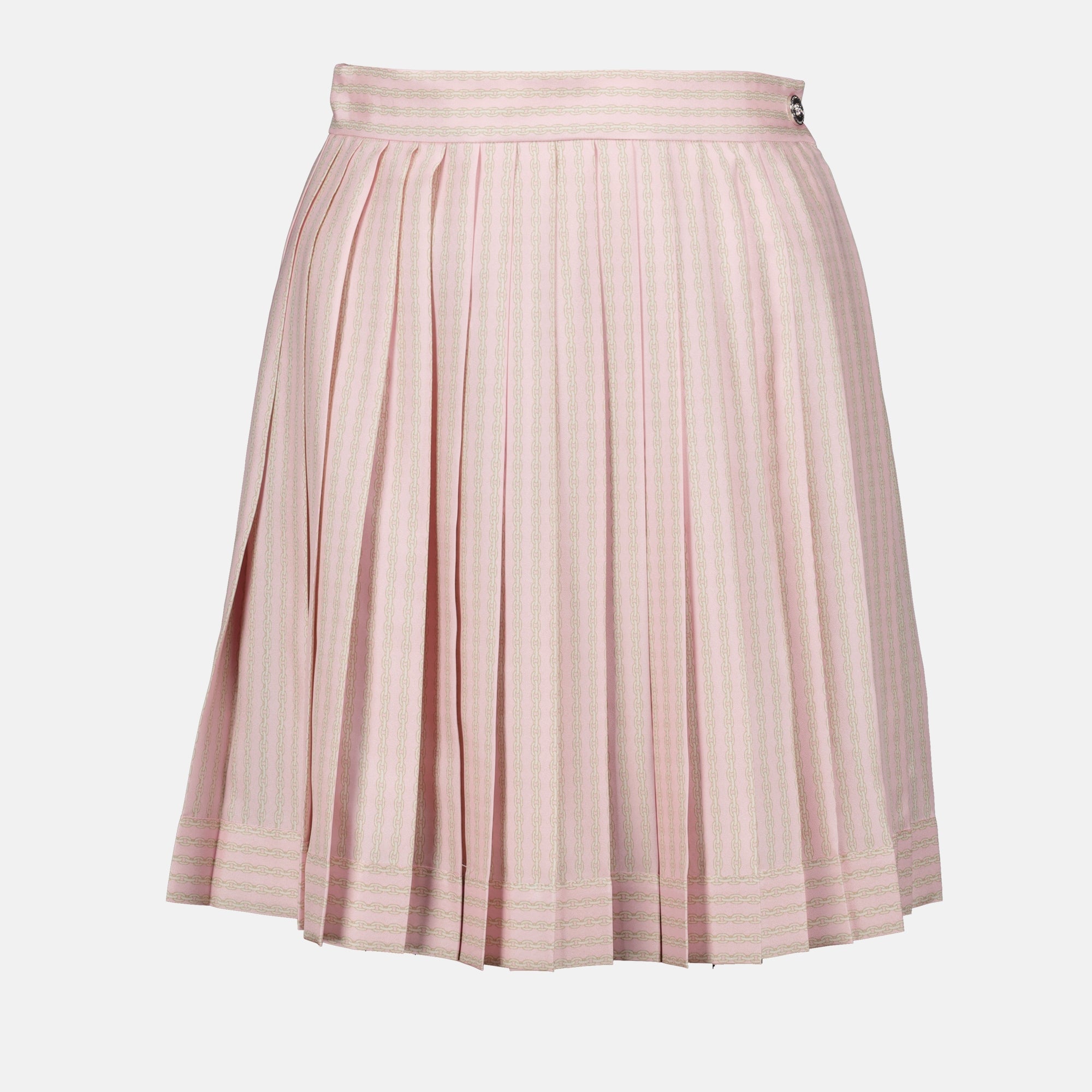 pleated silk skirt, Versace skirt, pink silk skirt, Medusa button skirt, luxury clothing