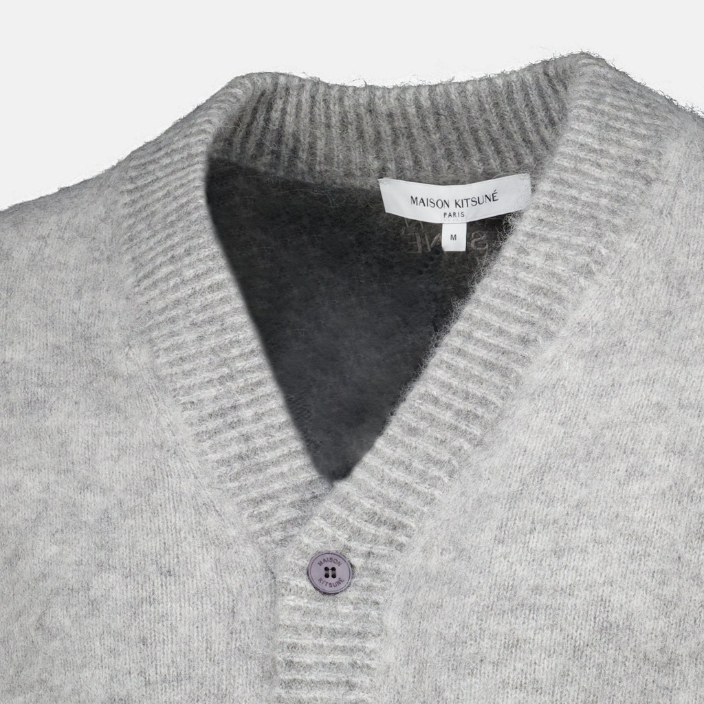 Cárdigan gris efecto desgastado - Maison Kitsuné
