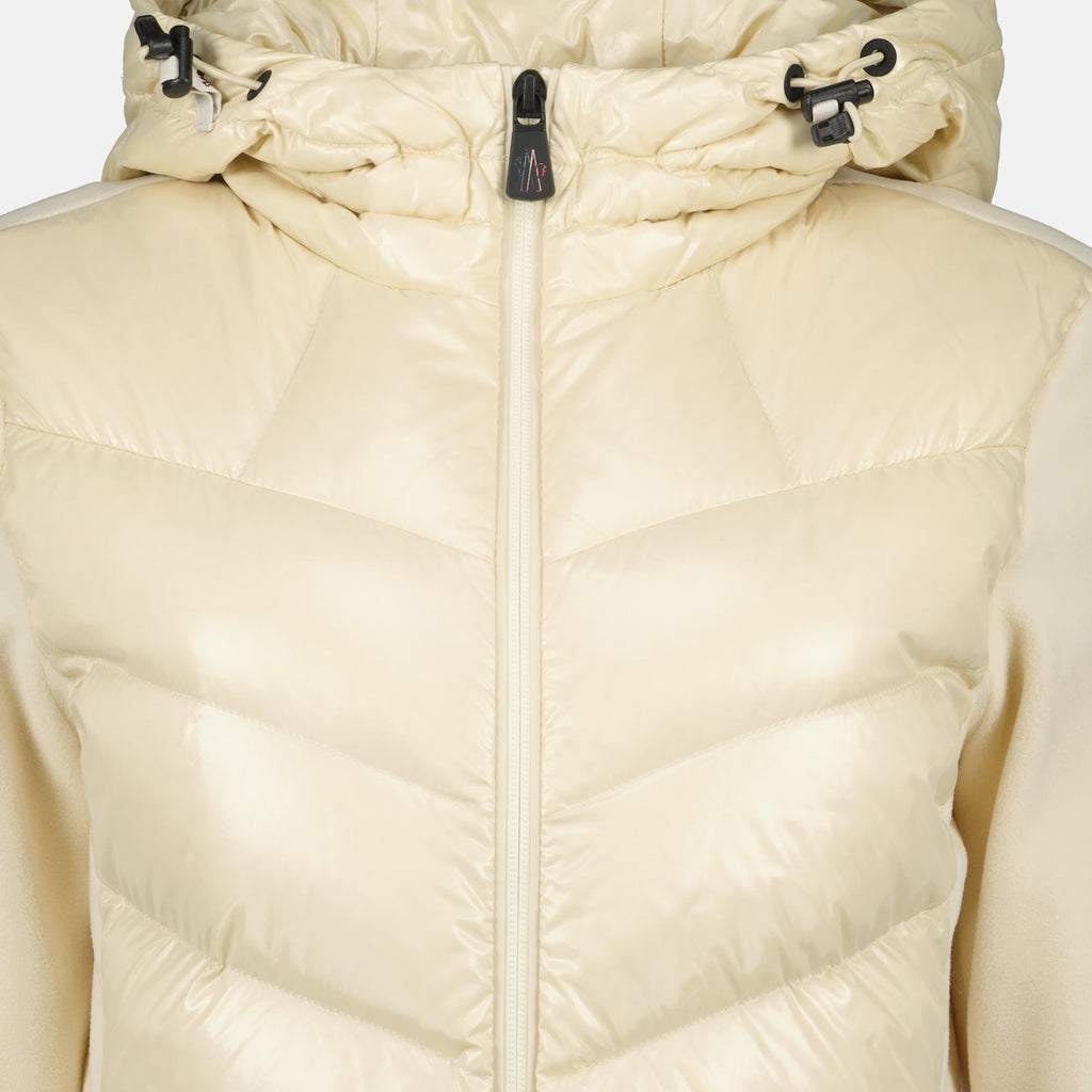 Moncler Grenoble cardigan, white zip cardigan, fleece cardigan, autumn winter collection, women's designer cardigan