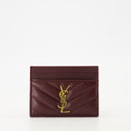 Saint Laurent card holder, Bordeaux leather accessory, Luxury card holder, Lambskin card holder, Designer card holder