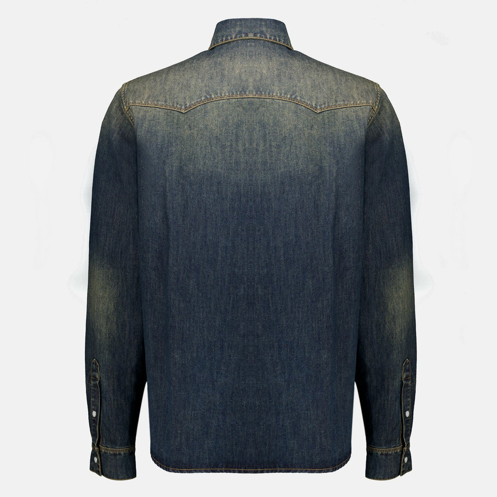 Chemise en denim bleu délavé