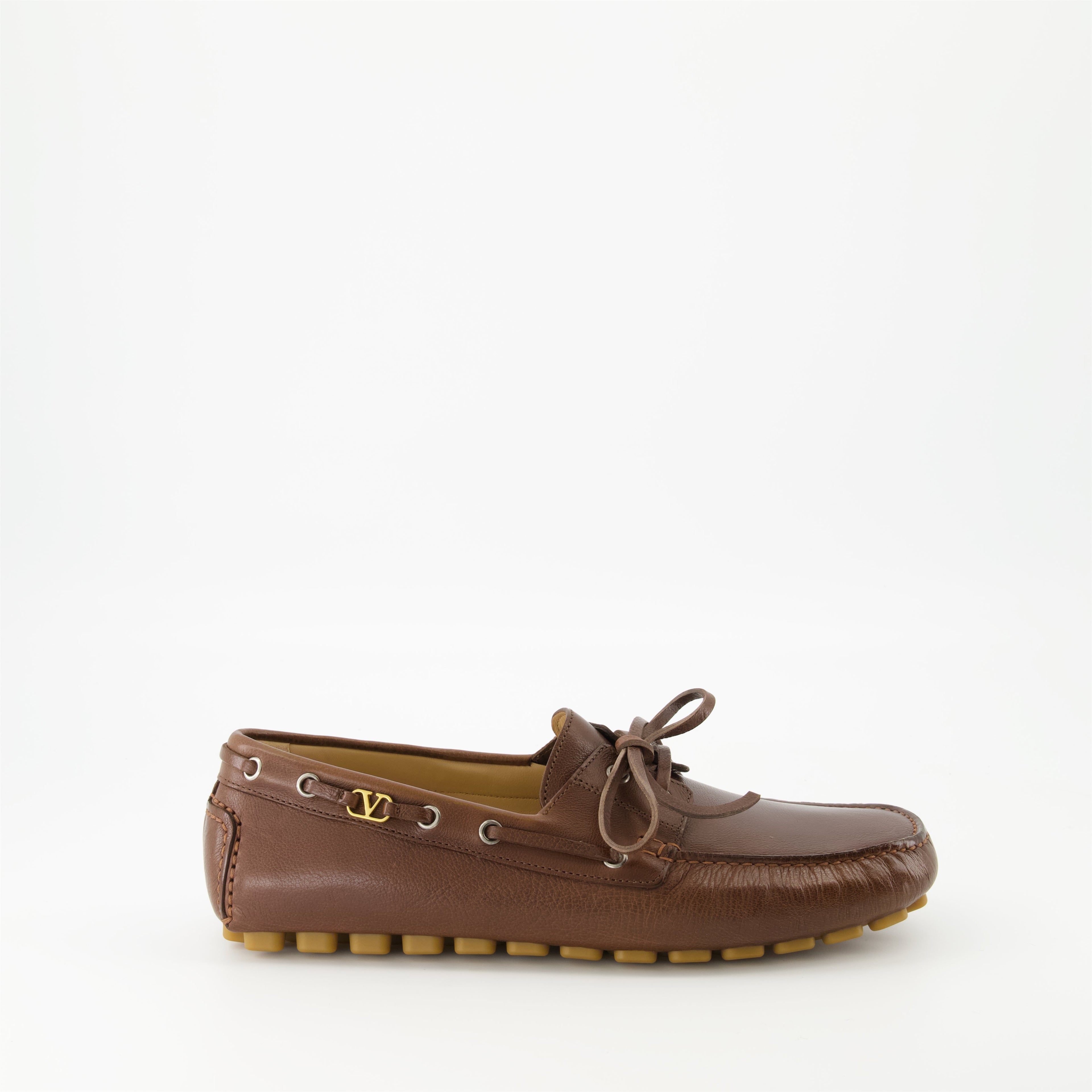 moccasins, brown leather shoes, luxury footwear, driver moccasins, VLogo Signature