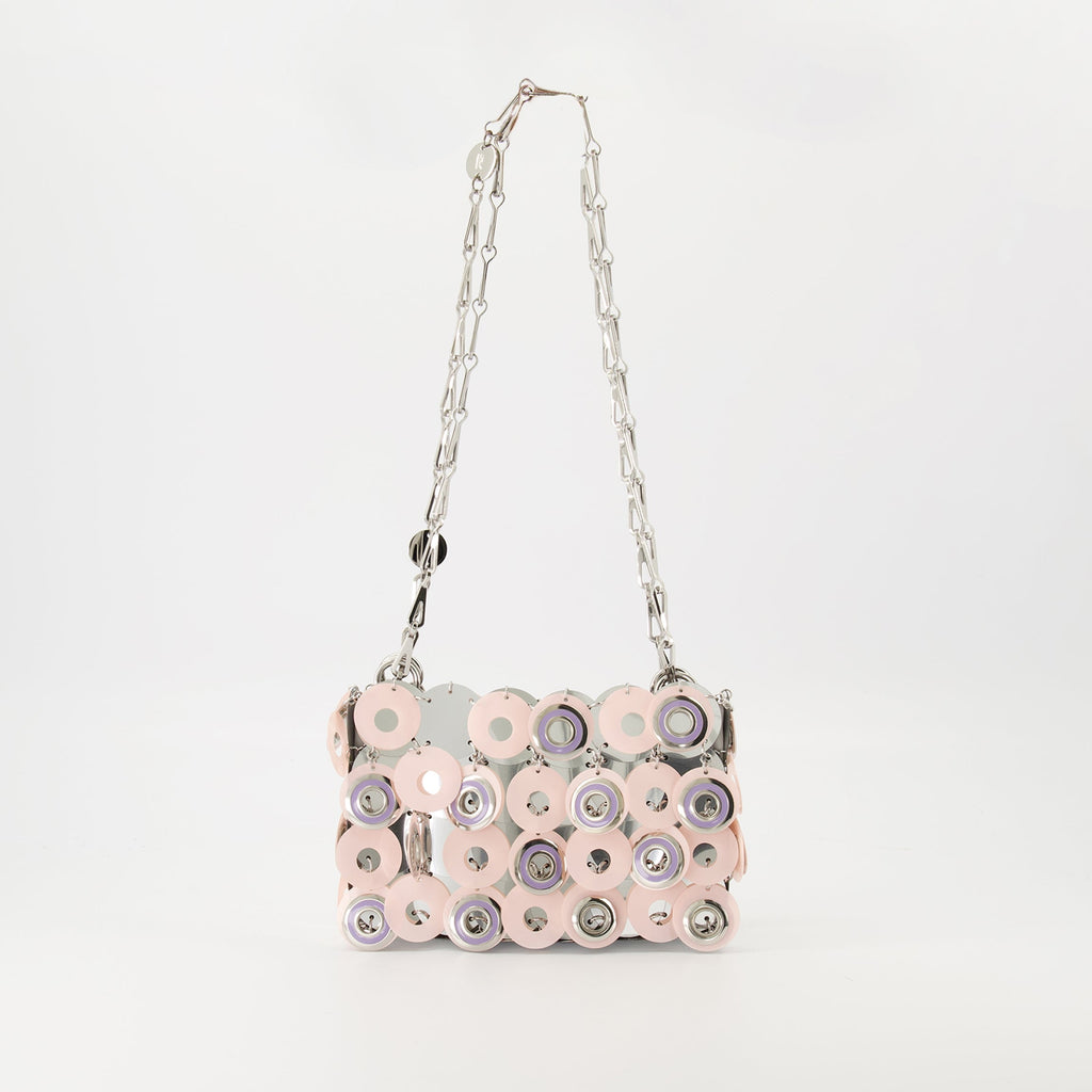 Sparkle handbag, rose violet bag, stylish accessory, modern handbag, polyester bag