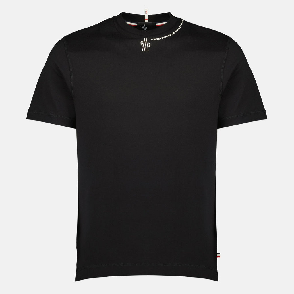 Moncler Grenoble t-shirt, black logo t-shirt, cotton jersey t-shirt, short sleeve t-shirt, men's casual wear