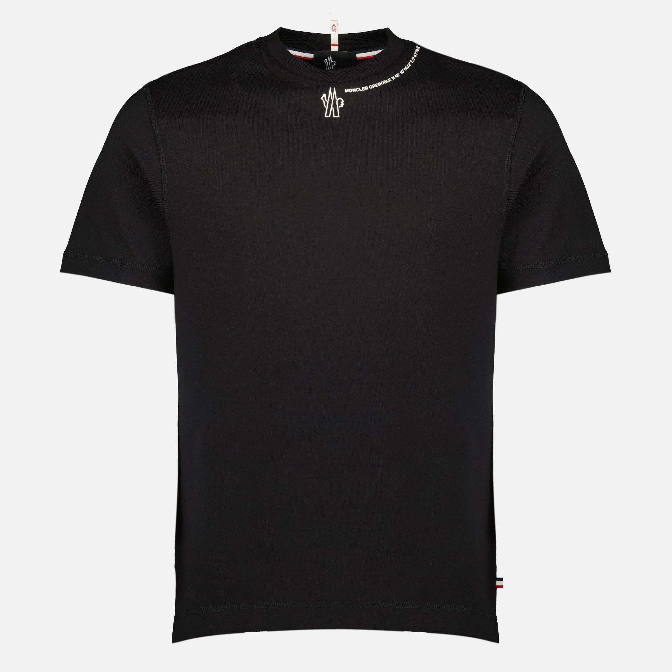 Moncler Grenoble t-shirt, black logo t-shirt, cotton jersey t-shirt, short sleeve t-shirt, men's casual wear