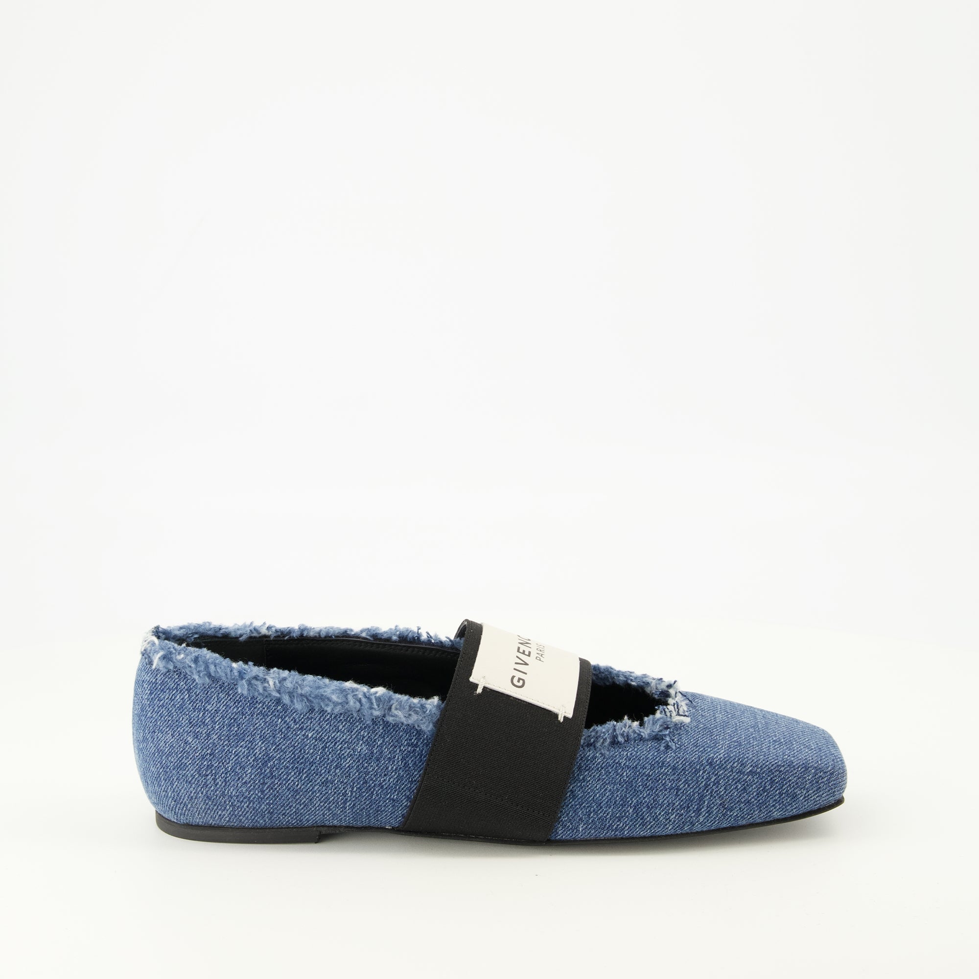 Sliced Square Denim Blue Ballerinas