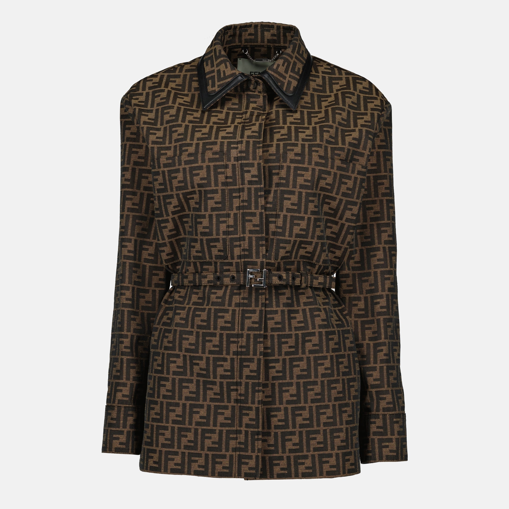 Image of Veste en toile ff marron by Fendi for Women - Season Spring-Summer 2026 - Front View