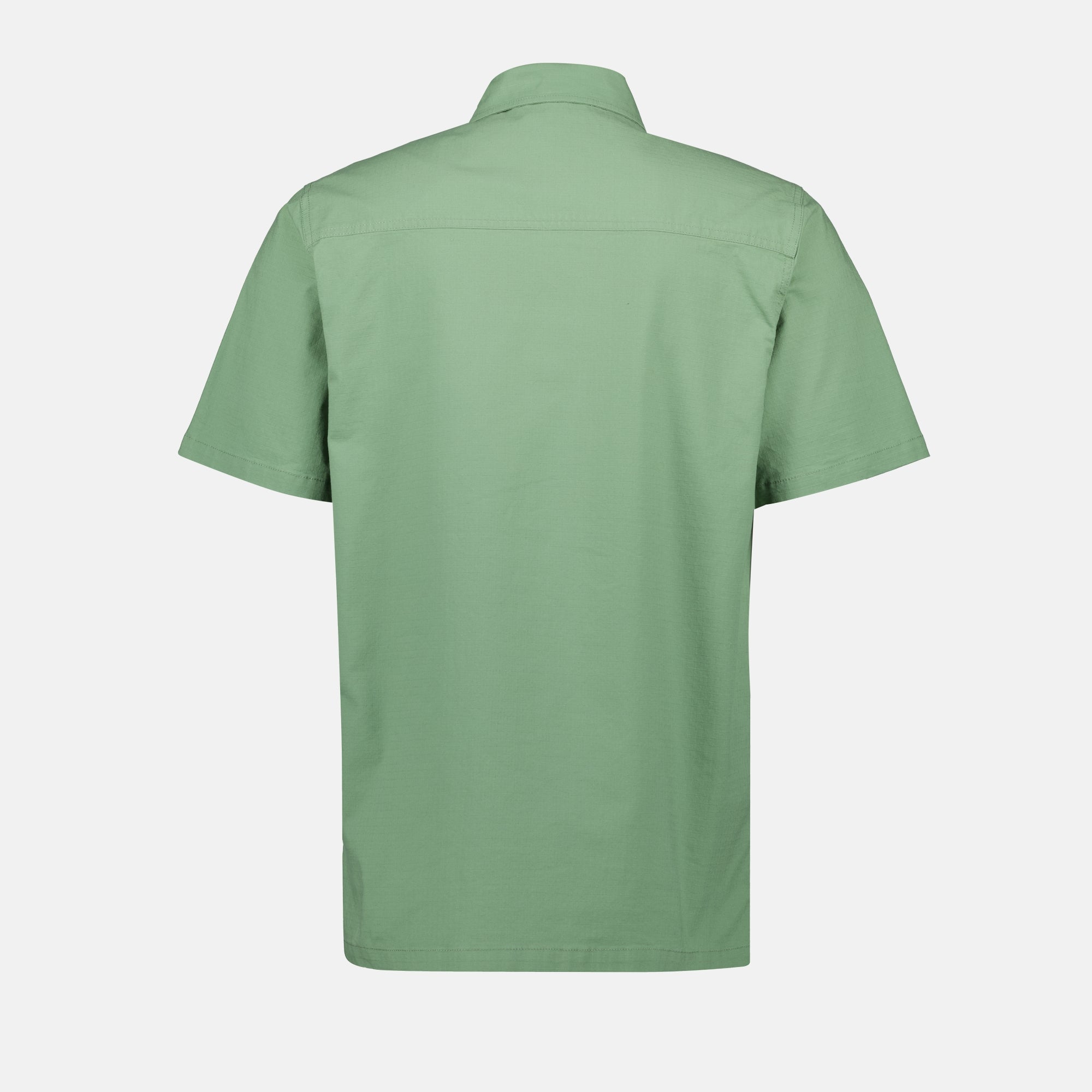 green shirt, cotton shirt, classic collar, short sleeves, Spring-Summer 2025