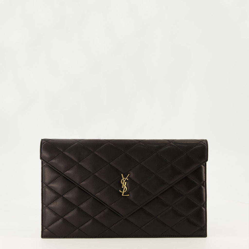 Pochette Paris キルティングレザー クラッチバッグ