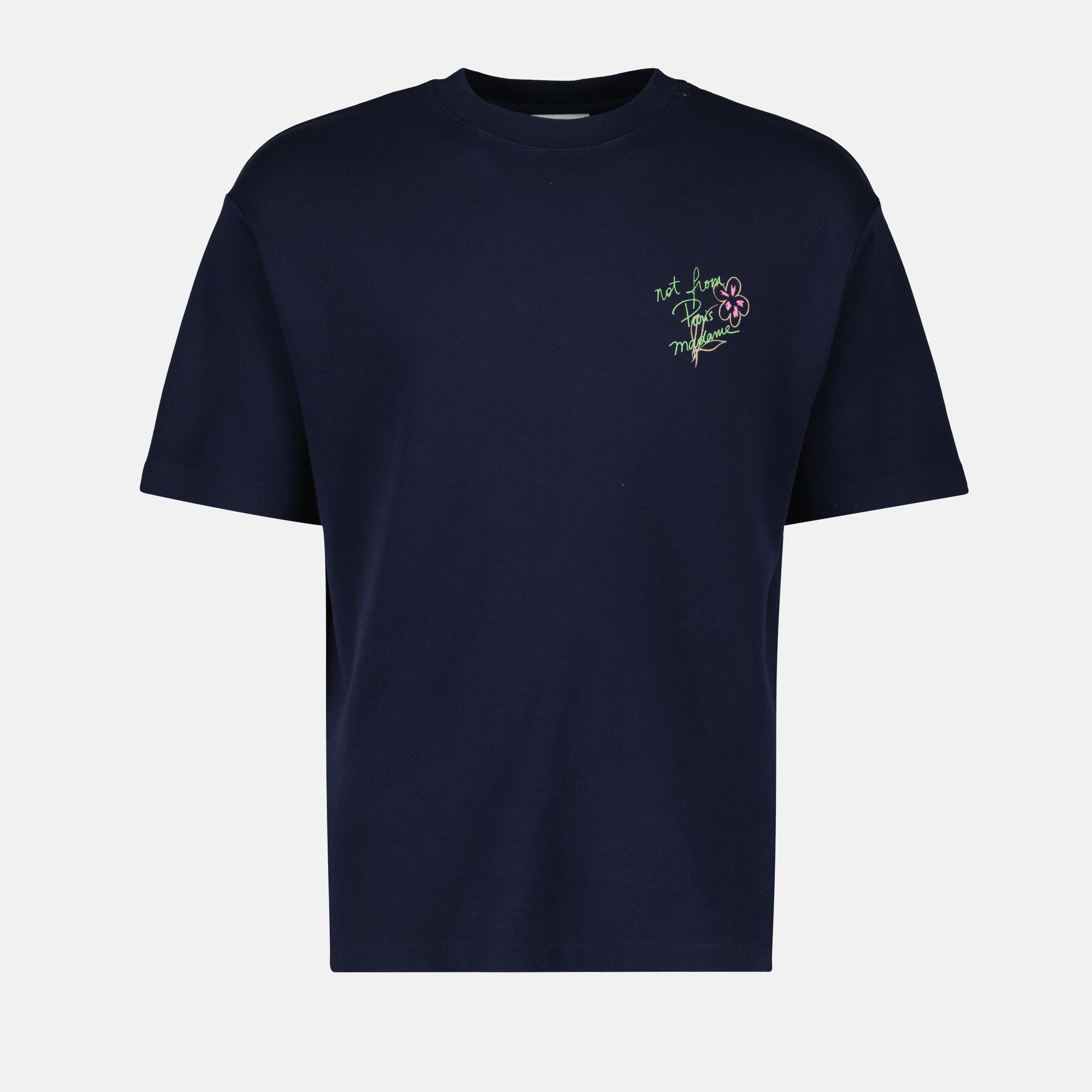 t-shirt, blue navy t-shirt, cotton jersey t-shirt, embroidered logo, casual wear