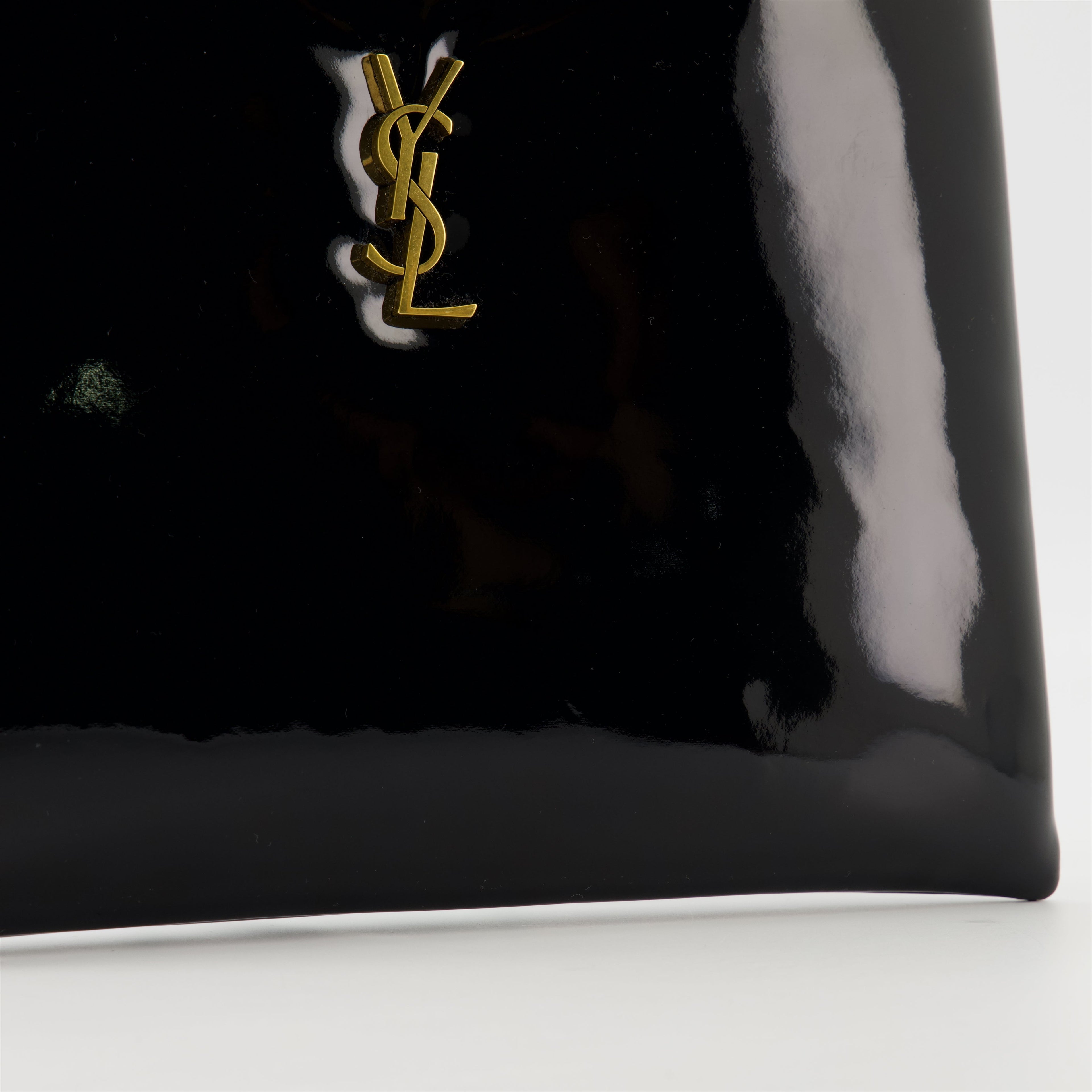 clutch bag, patent clutch, black handbag, Saint Laurent accessory, designer clutch