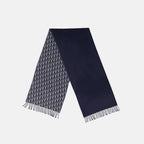 Dior scarf, blue monogram scarf, luxury accessories, wool and cashmere scarf, designer accessories